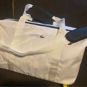 Lacoste perfumes- White Nylon Duffel Bag with Black Accents